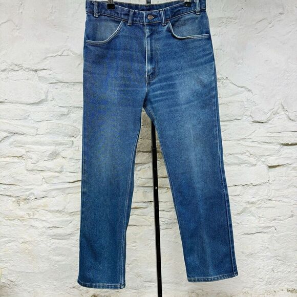 VINTAGE Blue Tab Levis Jeans Distressed Stretch 90s USA 33x30 (29x28 Actual) - Picture 1 of 8